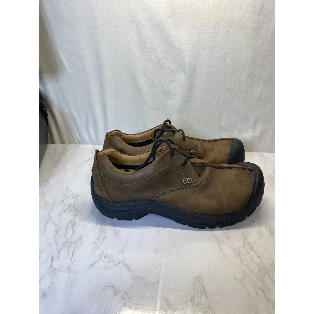 Keen Boston III Brown Leather Hiking Rubber Toe Lace Up Shoes Mens 13
